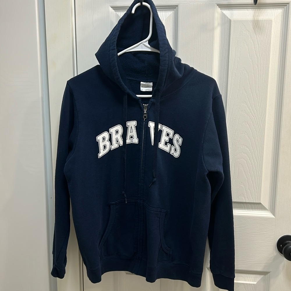 Gilden Heavy Blend Women’s Zip Up Braves Hoodie Sweatshirt Size Ladies Medium